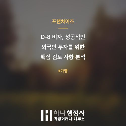 D-8 비자, 성공적인 외국인 투자를 위한 핵심 검토 사항 분석 D-8 비자, 성공적인 외국인 투자를 위한 핵심 검토 사항 분석 - 이미지 1