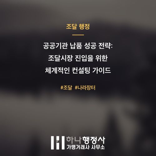 공공기관 납품 성공 전략: 조달시장 진입을 위한 체계적인 컨설팅 가이드 공공기관 납품 성공 전략: 조달시장 진입을 위한 체계적인 컨설팅 가이드 - 이미지 1