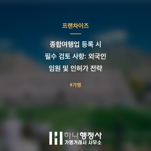 종합여행업 등록 시 필수 검토 사항: 외국인 임원 및 인허가 전략 - 이미지 1