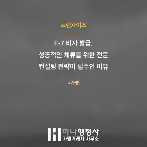 E-7 비자 발급, 성공적인 체류를 위한 전문 컨설팅 전략이 필수인 이유 E-7 비자 발급, 성공적인 체류를 위한 전문 컨설팅 전략이 필수인 이유 - 이미지 1