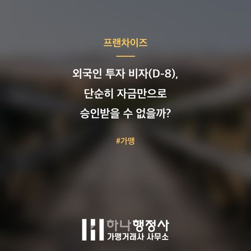 외국인 투자 비자(D-8), 단순히 자금만으로 승인받을 수 없을까? 출입국 심사관이 주목하 - 이미지 1